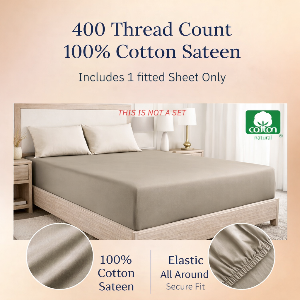 Queen Size Fitted Sheet - Taupe - Image 3