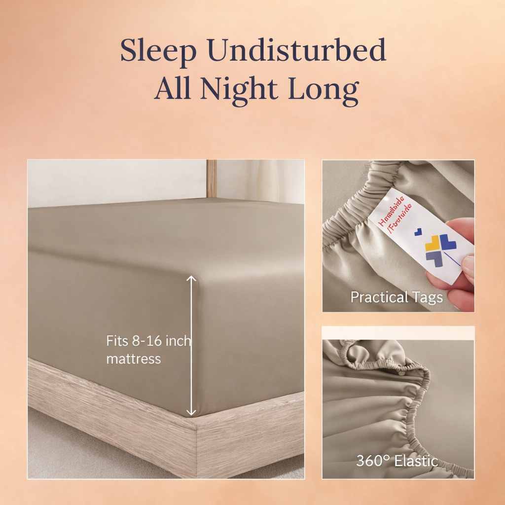 Queen Size Fitted Sheet - Taupe - Image 2