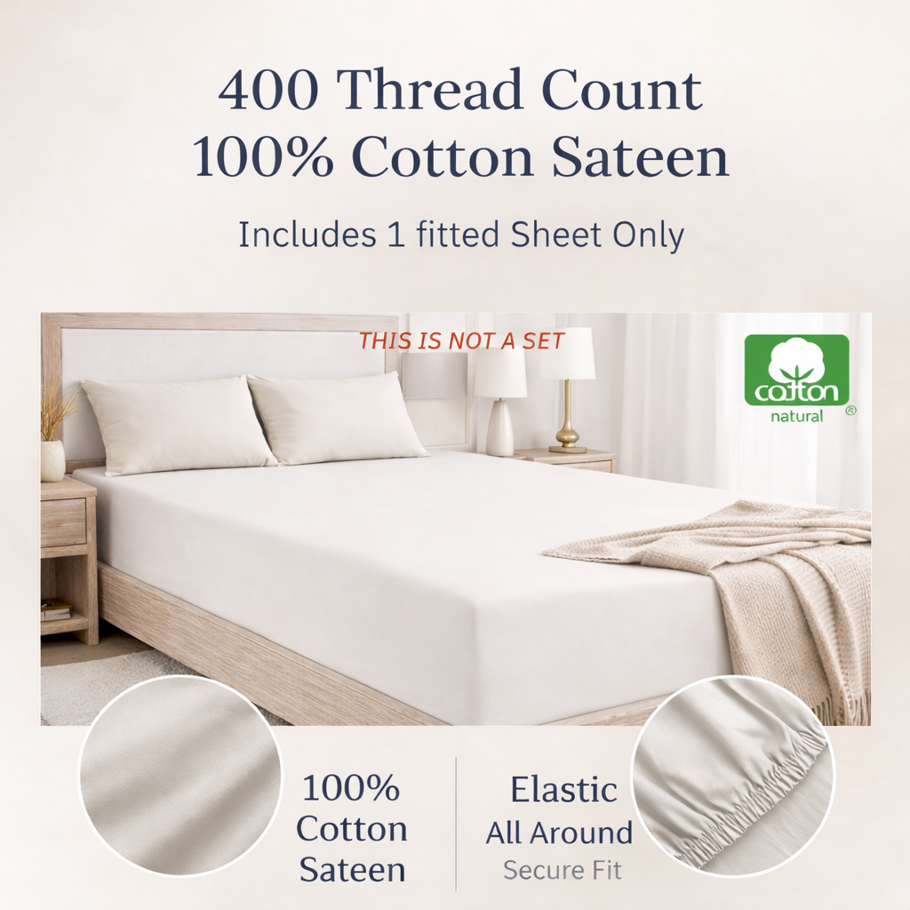 Queen Size Fitted Sheet - Ivory Colour - Image 3
