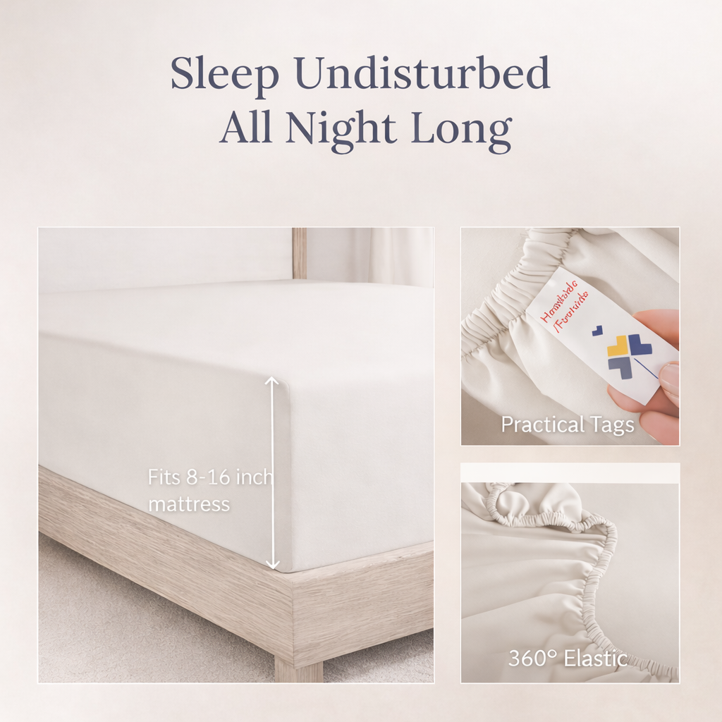 Queen Size Fitted Sheet - Ivory Colour - Image 2