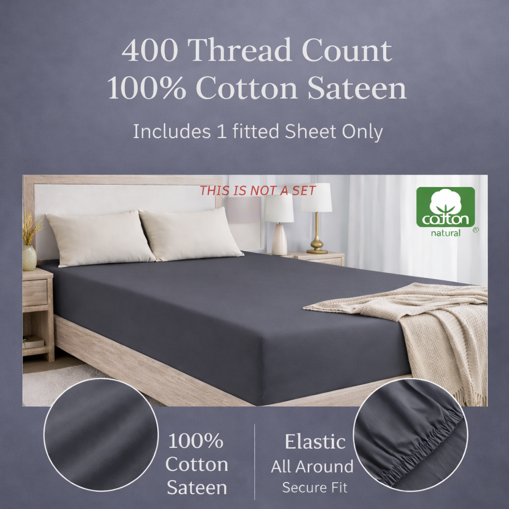 Queen Size Fitted Sheet - Grey - Image 3