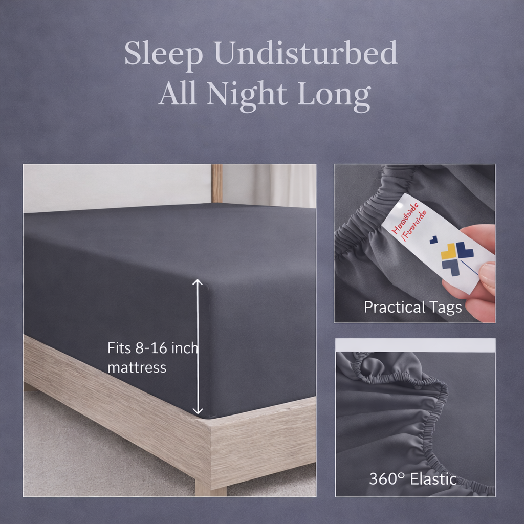 Queen Size Fitted Sheet - Grey - Image 2