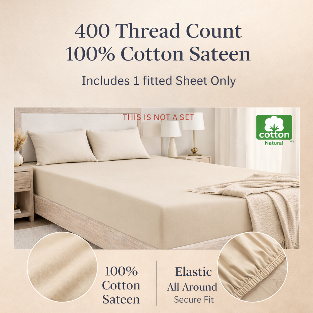 Queen Size Fitted Sheet - Beige Colour - Image 3
