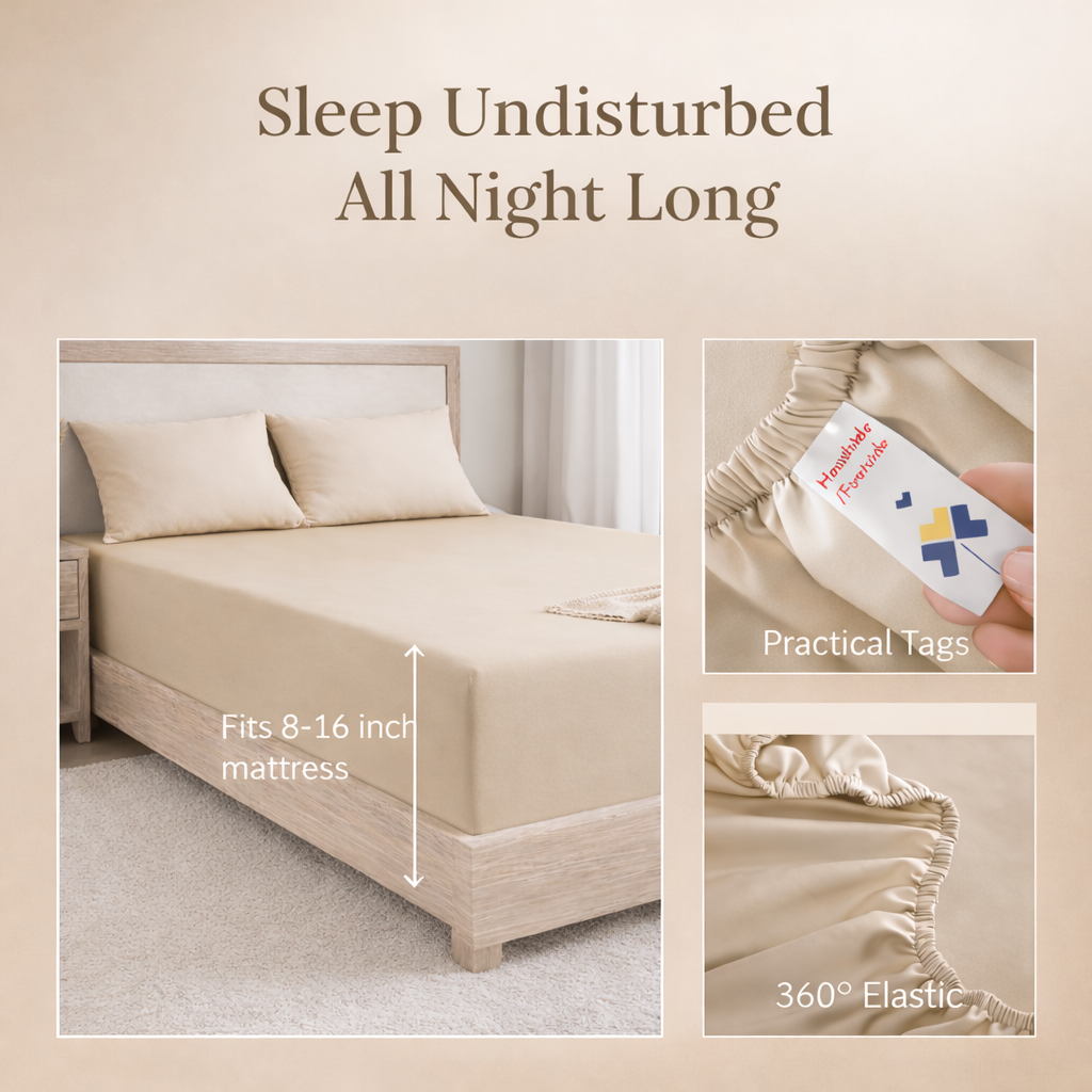 Queen Size Fitted Sheet - Beige Colour - Image 2