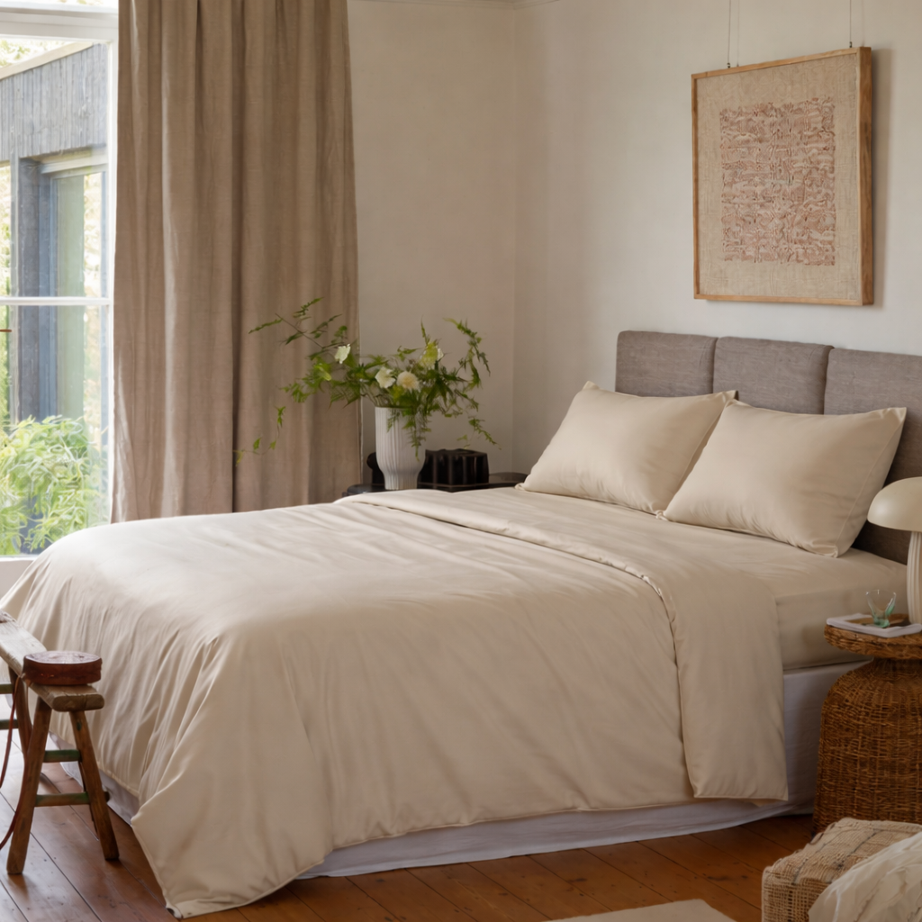 King Size 4 Pieces Sheet Set - Beige Colour
