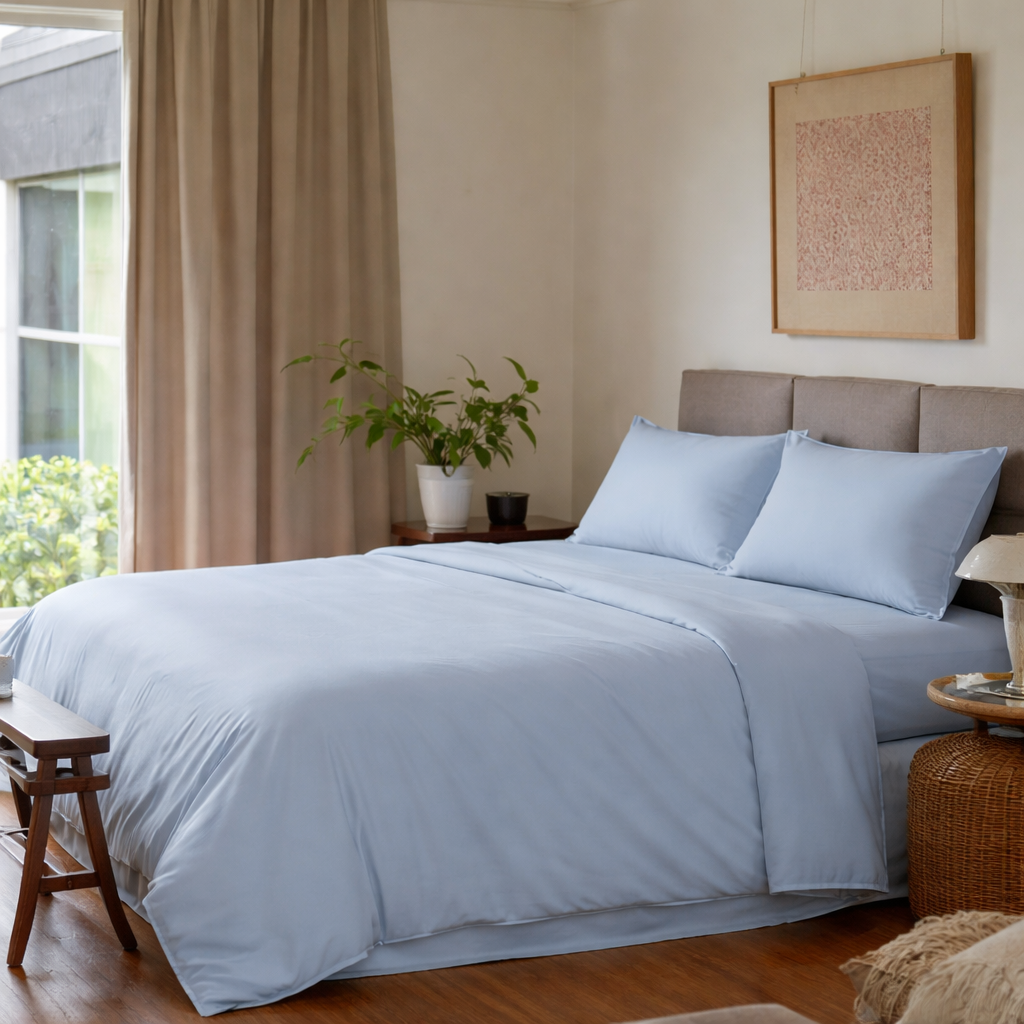 King Size 4 Pieces Sheet Set - Light Blue